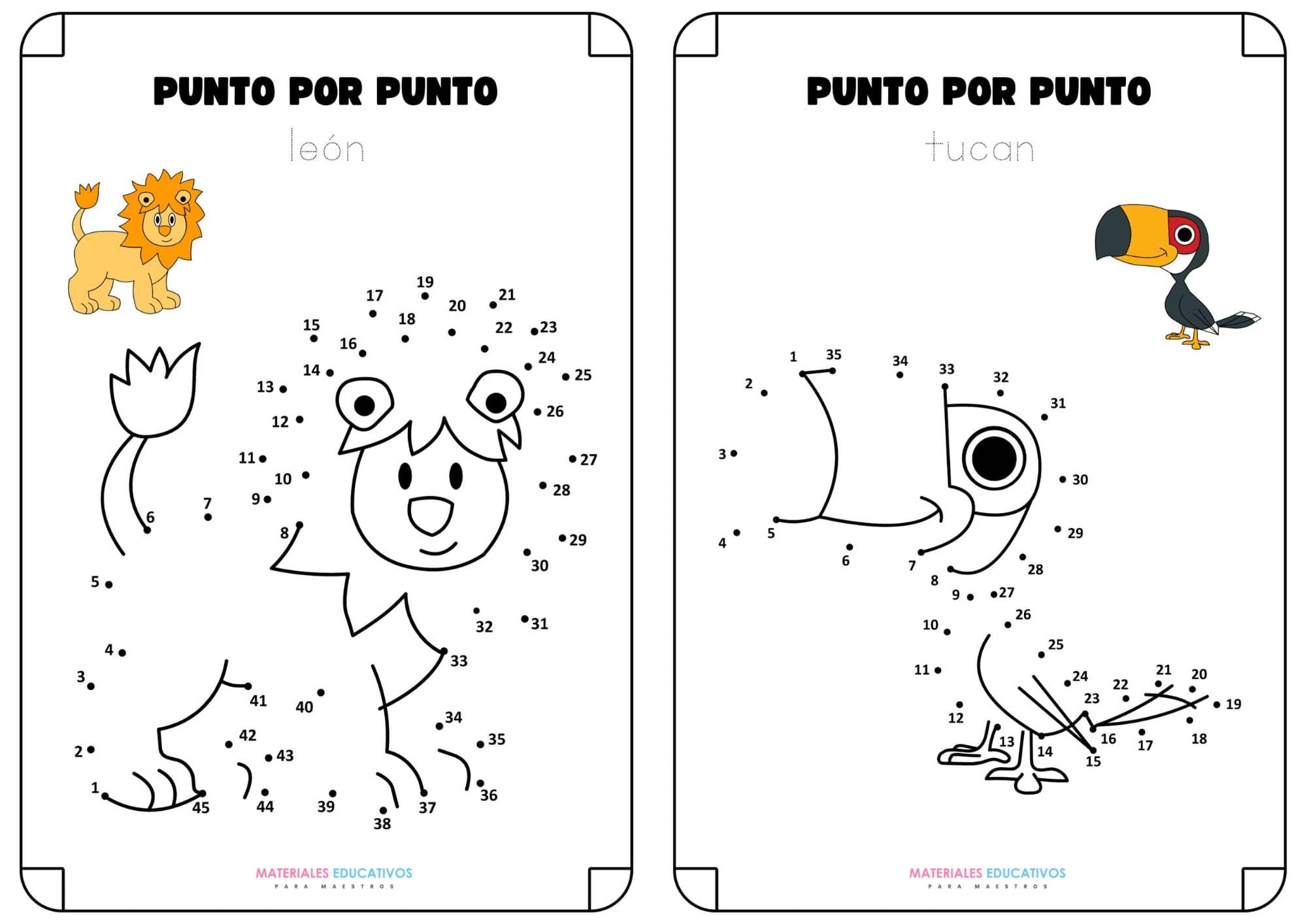 Dibujando animales Uniendo puntos - Materiales Educativos Para Maestros